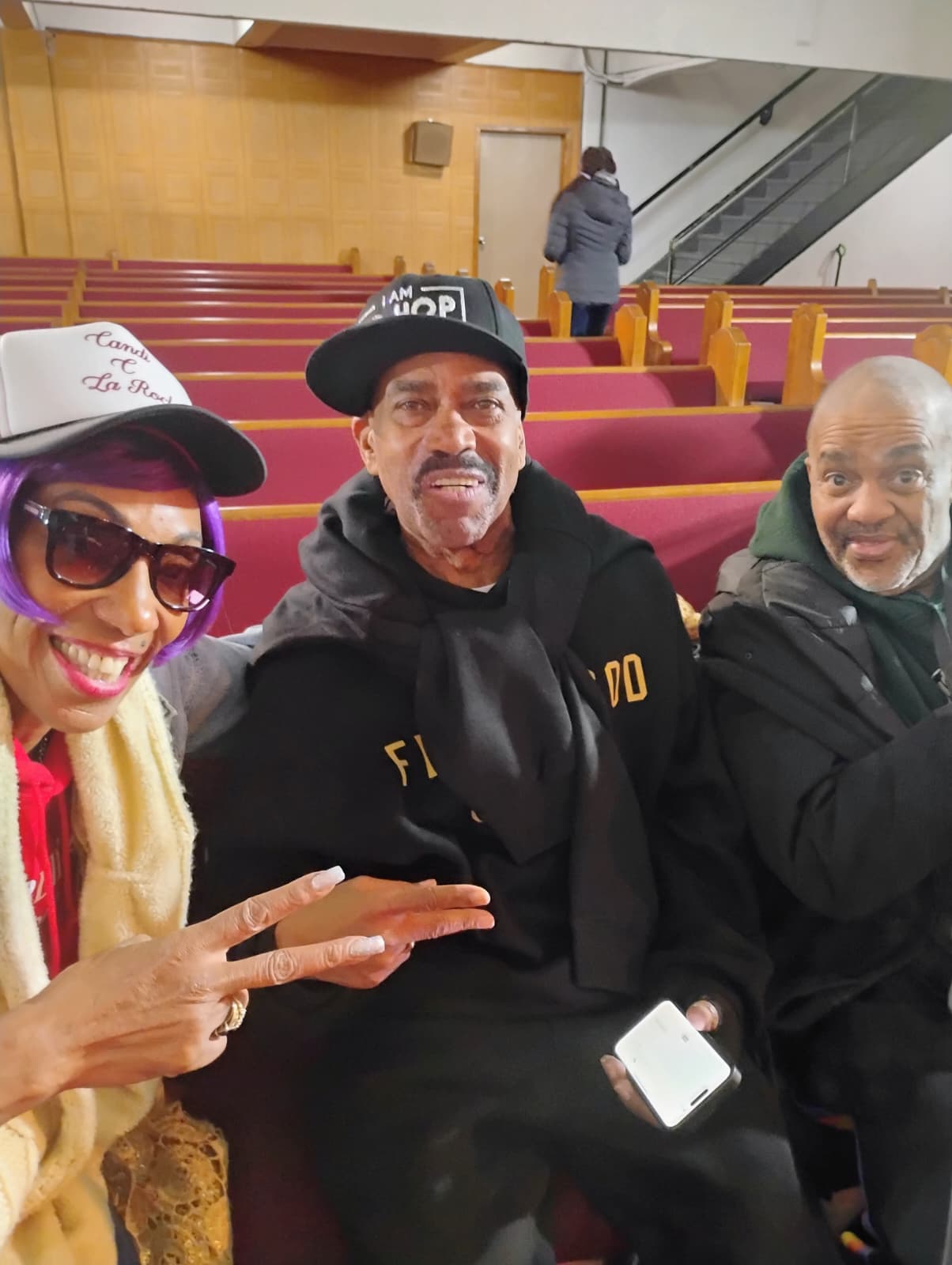 Candi C La ROCK , KURTIS BLOW & DJ HOLLYWOOD Chopping it up at the HIP Hop church